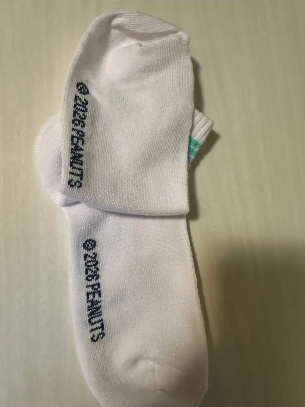 White Cuff Socks with Snoopy Graphic
